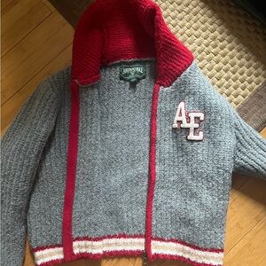 American Eagle Fuzzy Crop Full Zip Up Sweater